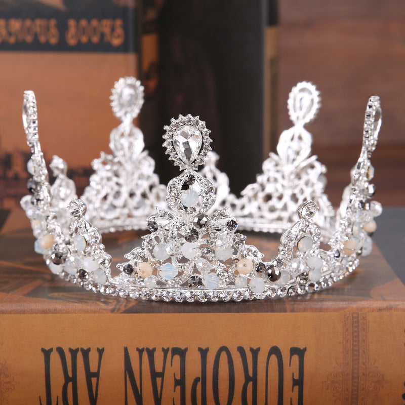 Elegant Korean-Style Retro Alloy Rhinestone Flower Wedding Headband Crown
