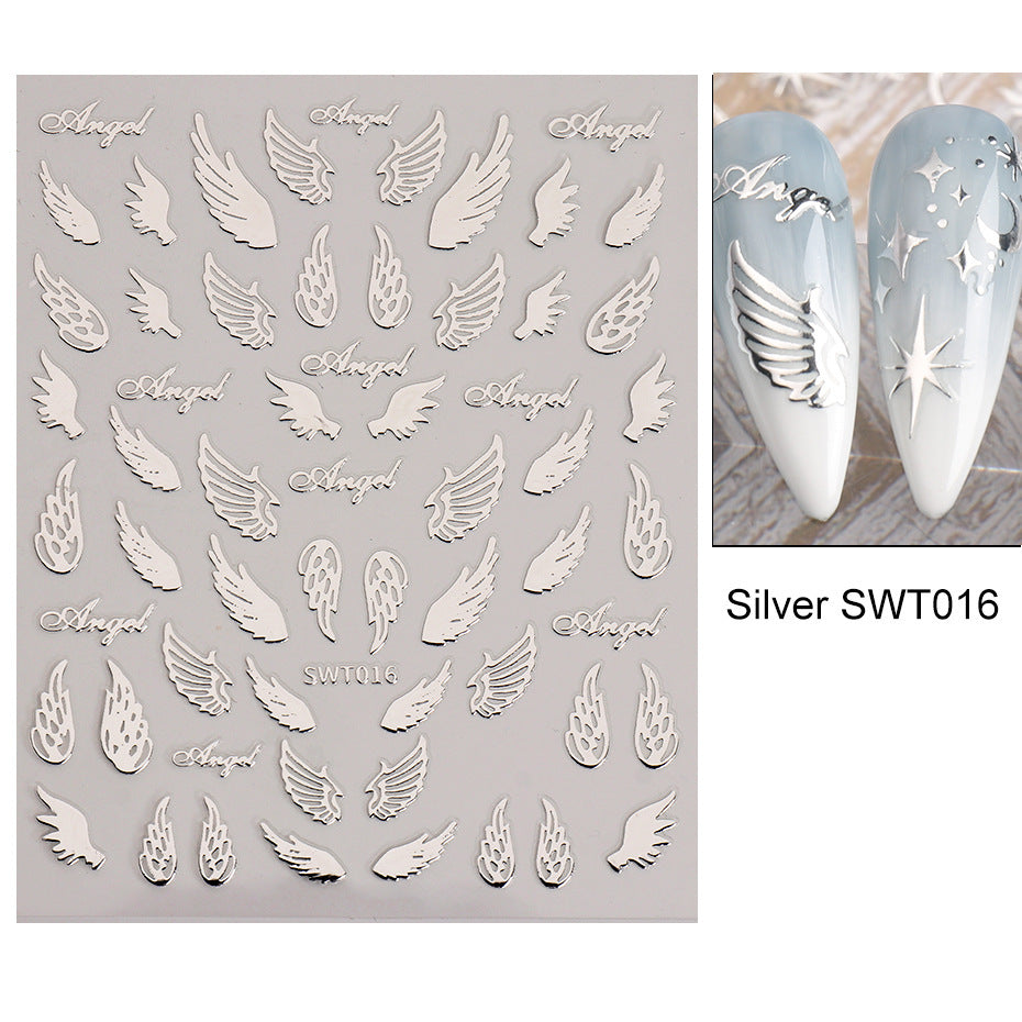 Silver Stamping Nail Sticker Wind Star Moon Heart-shape Lock Necklace