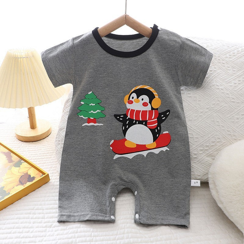 Cotton Summer New Korean Style Baby Boy Thin Women's Short-sleeved Children's Jumpsuit