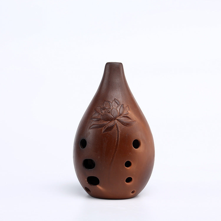 Ten-Hole Full Mouth Cuan Purple Sand Pottery Flute for Beginners and Professionals