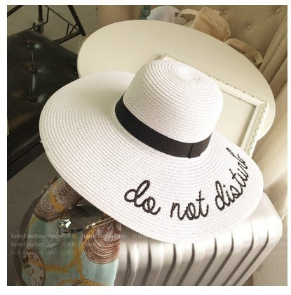 Elegant Embroidered Women’s Straw Large Cap