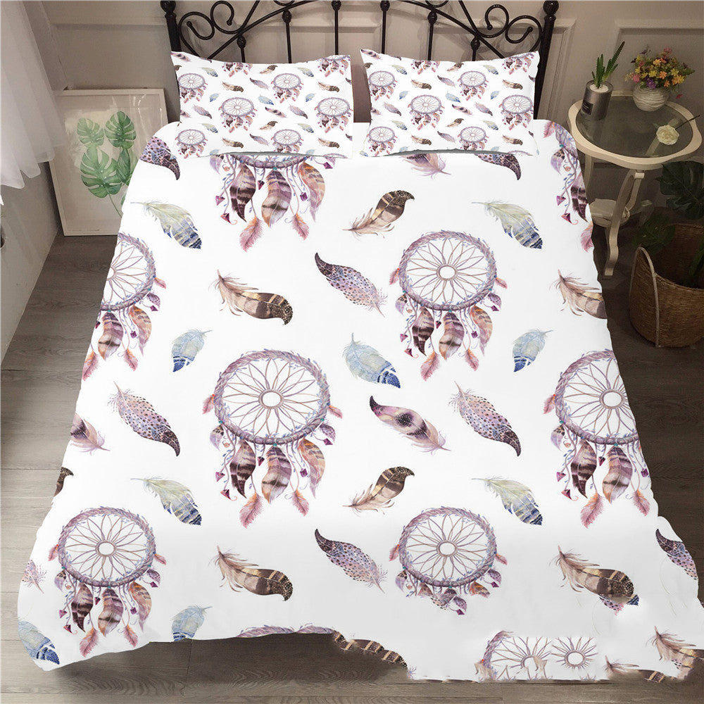 European-American Style 3D Dream Catcher Polyester Twill Quilted Three-Piece Bedding Set