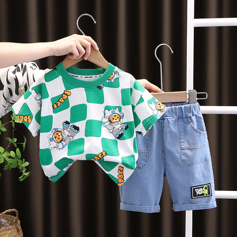 Fashion Personality Short Sleeve Boys Summer Suit