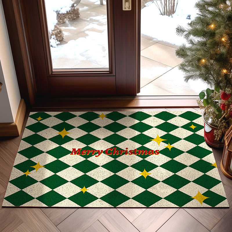 Household Home Floor Mat Non-slip Stain-resistant Wear-resistant Christmas Floor Mat Washable PVC Loop Floor Mat