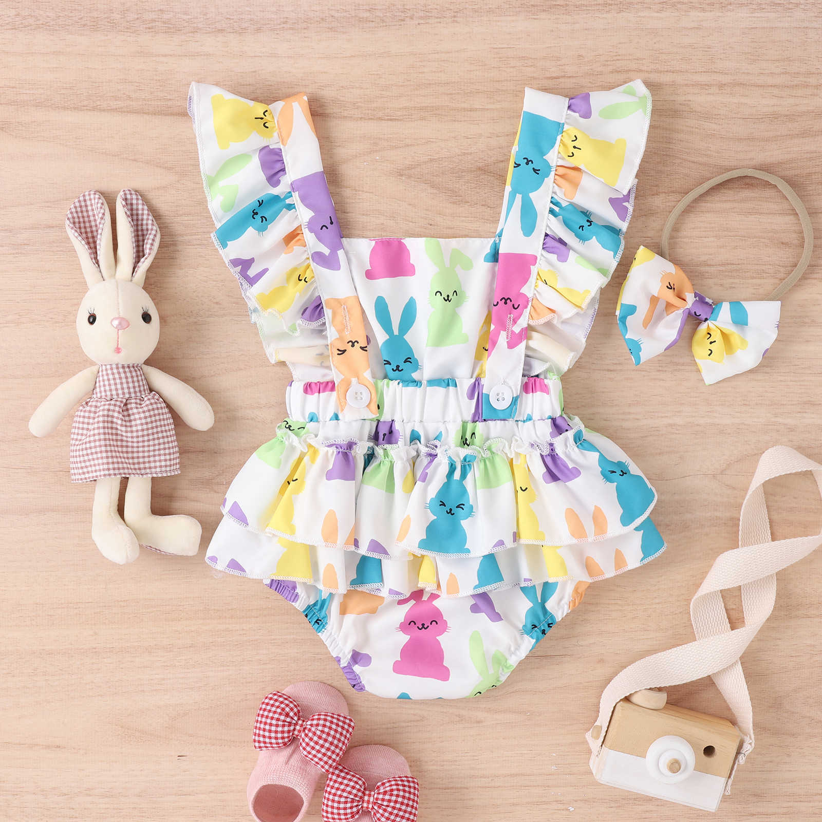 Baby Summer Romper Children's Clothing Floral Lotus Leaf Flounced Sleeve Printed Skirt