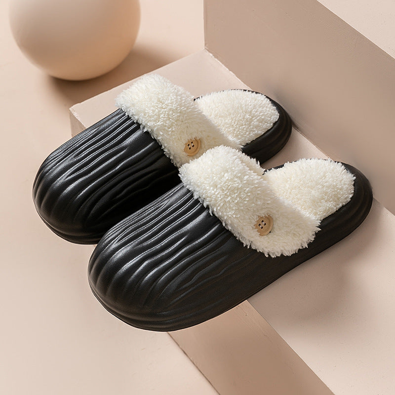 Unisex Detachable Fluffy Slippers With Faux Fur Lining