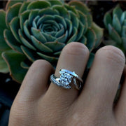 Elegant Geometric White Zircon Gold-Plated Women’s Fashion Engagement Ring