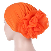 Monochrome Large Flower Dome Milk Silk Bandana Hat