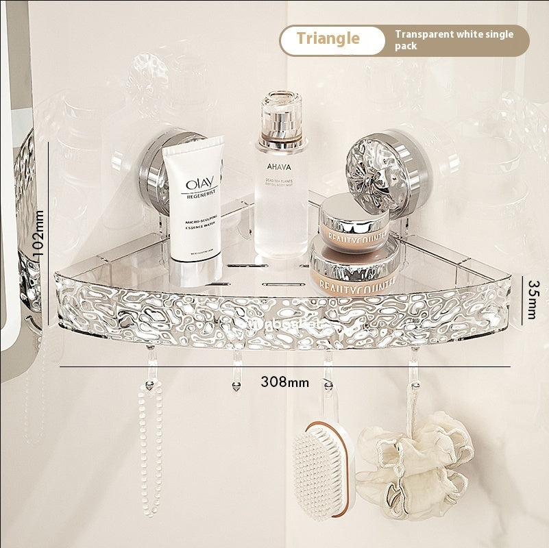 Bathroom Suction Plastic Storage Rack – Wall-Mounted, No-Drill Organizer