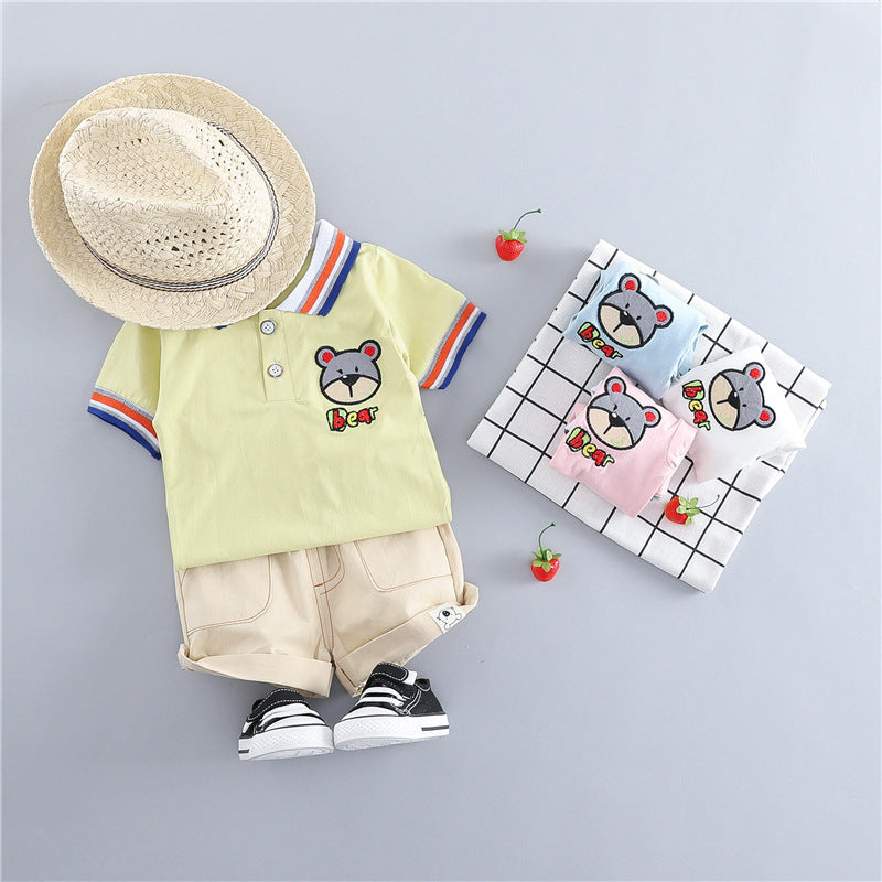 Kids Korean Short Sleeve Cotton Suit Relaxed Fit Unisex
