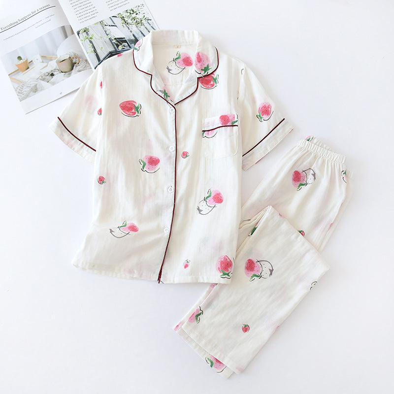 Pure Cotton Short Sleeved Pants, Gauze Home Clothing Set