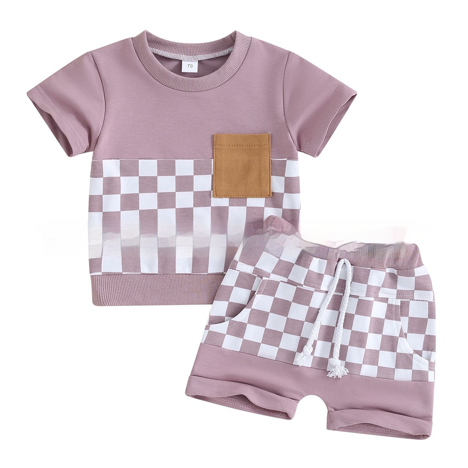 Fashion Personality Children's Shirt Plaid Shorts Suit