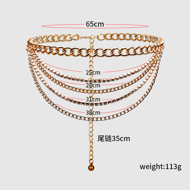 Women's Summer Multi-Layer Gold Waist Chain for Jeans and Streetwear