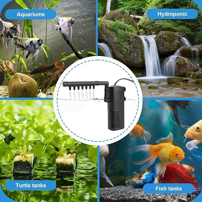 3 In1 Aquarium Fish Tank Filter Water Internal Purifier Filter Oxygen UK