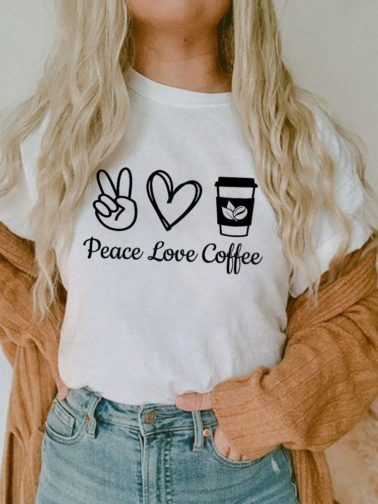 Women's Short-sleeved T-shirt Fashion Printed E Bottoming Shirt