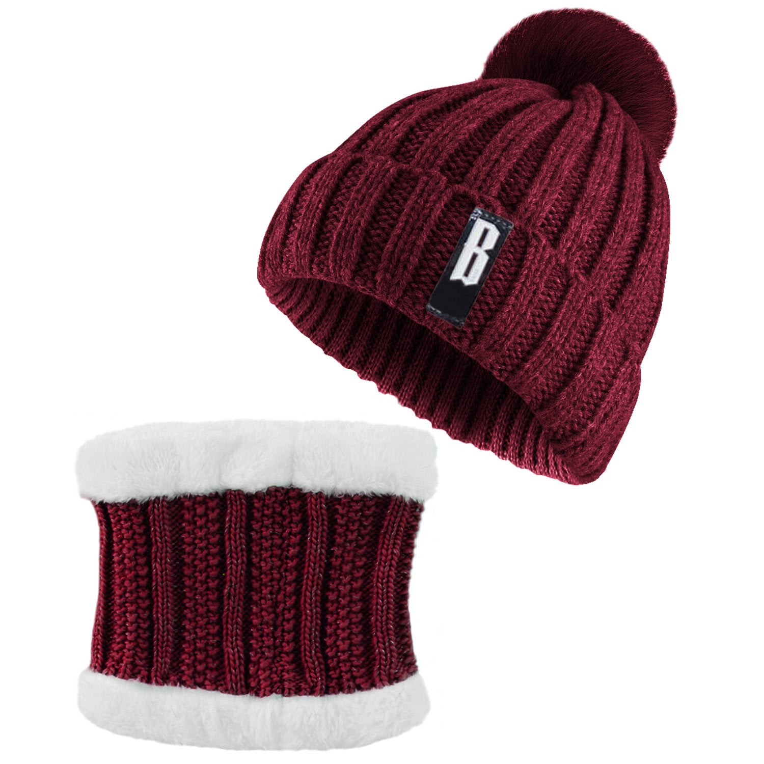 Women's Winter Knit Beanie and Scarf Set