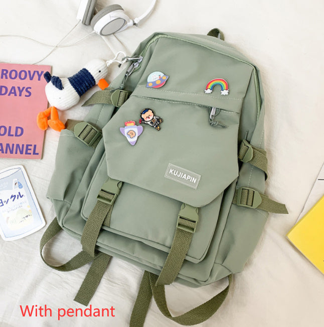 Women's Nylon Casual Campus Backpack Plain Shoulder Bag