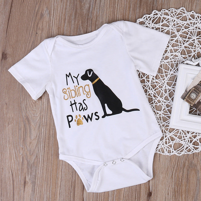 Romper Printed Baby Ins Pure Cotton Rompers One-piece My Sibling Has Paws
