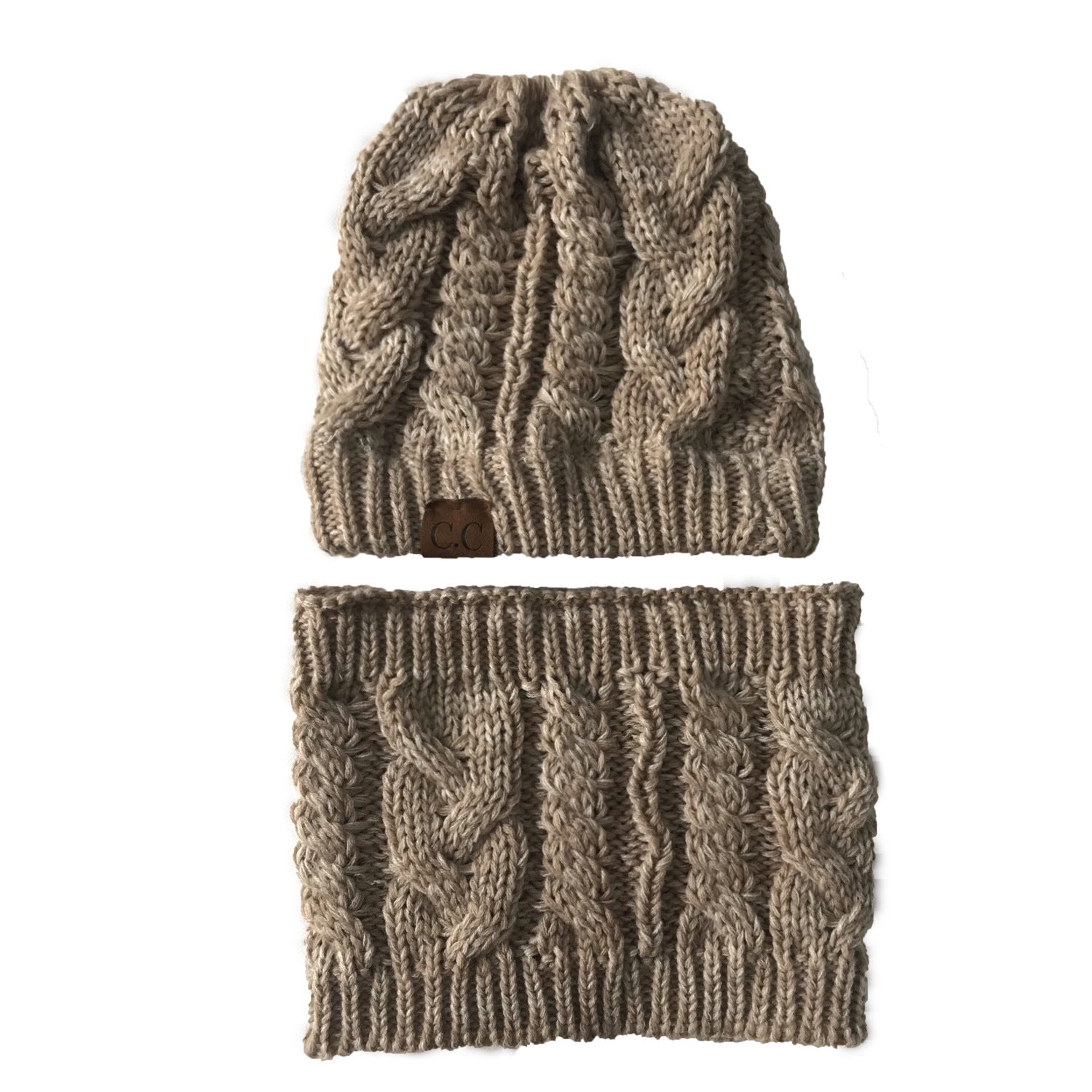 Warm Acrylic Knitted Women’s Autumn Winter Ponytail Hat and Ring Scarf Set