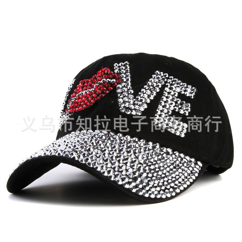 Trendy LOVE Diamond Washed Denim Hat Ladies