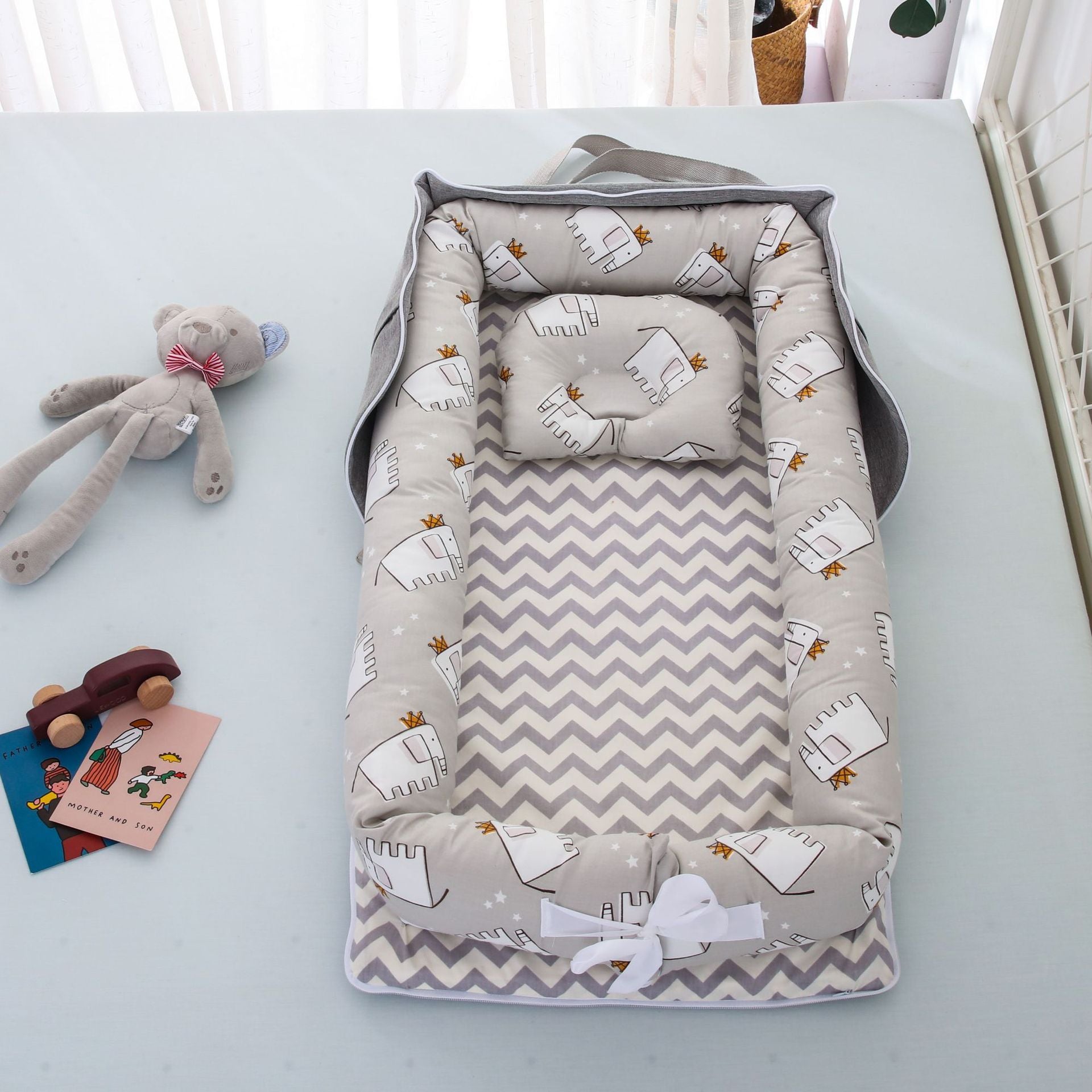 Portable Foldable Cotton Baby Bed – Travel Bassinet with Carry Bag