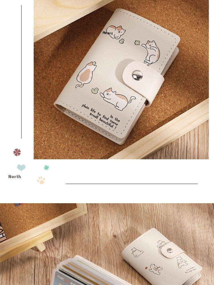 Slim PU Leather Animal Pattern Compact Card Holder Unisex