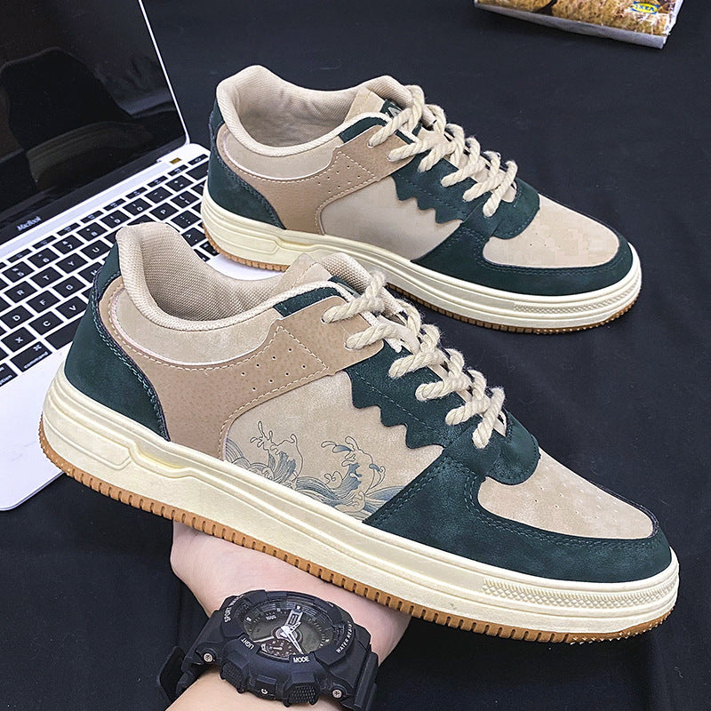 Men’s Lace-Up Casual Sneakers – Thick Sole Fashion Comfortable Breathable Walking Shoes