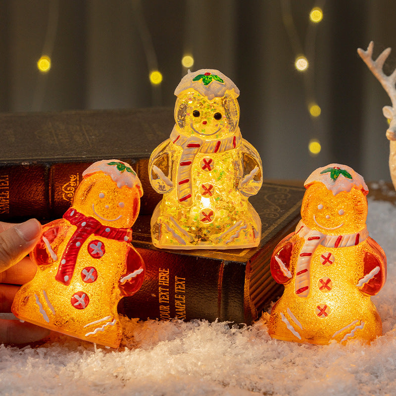 Cute Glowing Christmas Gingerbread Man Snowman Ornaments Christmas Gift Decoration