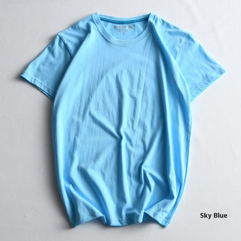 Men's Round Neck Blank Solid Color Cotton T-shirt