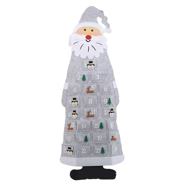 Fabric Advent Calendar with Santa Claus Felt Ornaments DIY Christmas Hanging Decoration