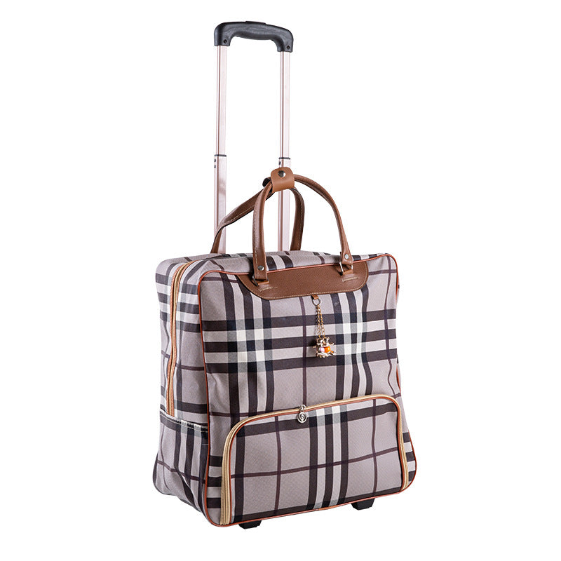PU Leather Trolley Case Unisex Travel Luggage Striped