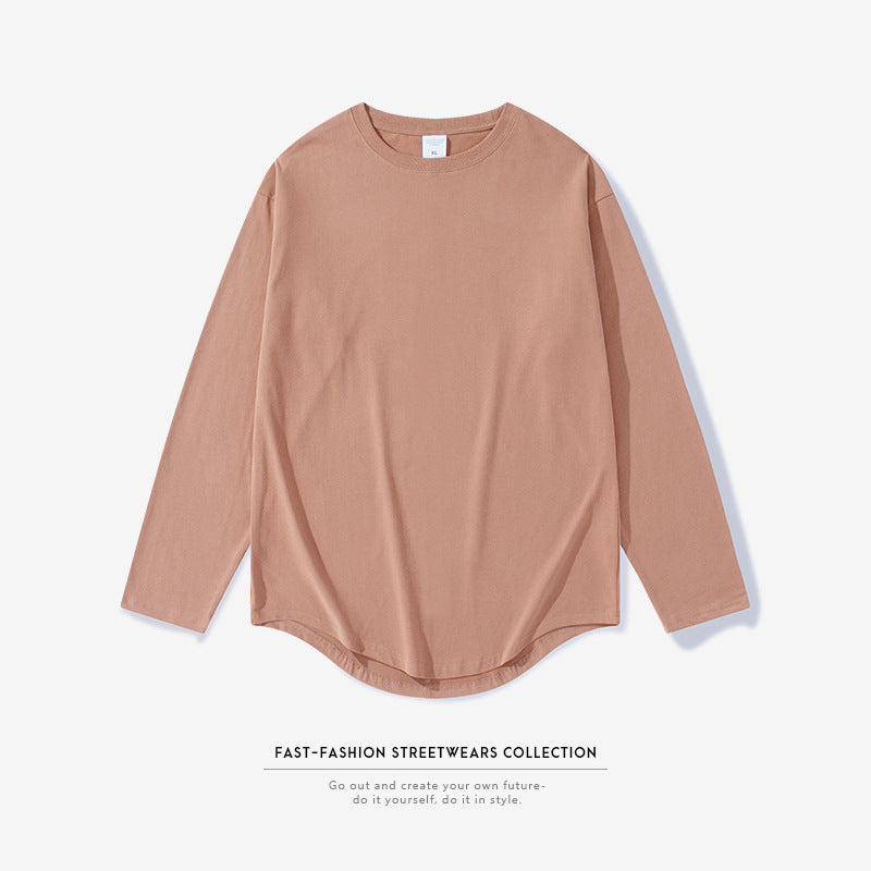Curved men's loose t-shirt bottoming shirt