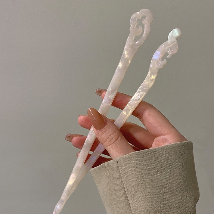 White Acetate Hairpin Simple Modern Hair Clasp