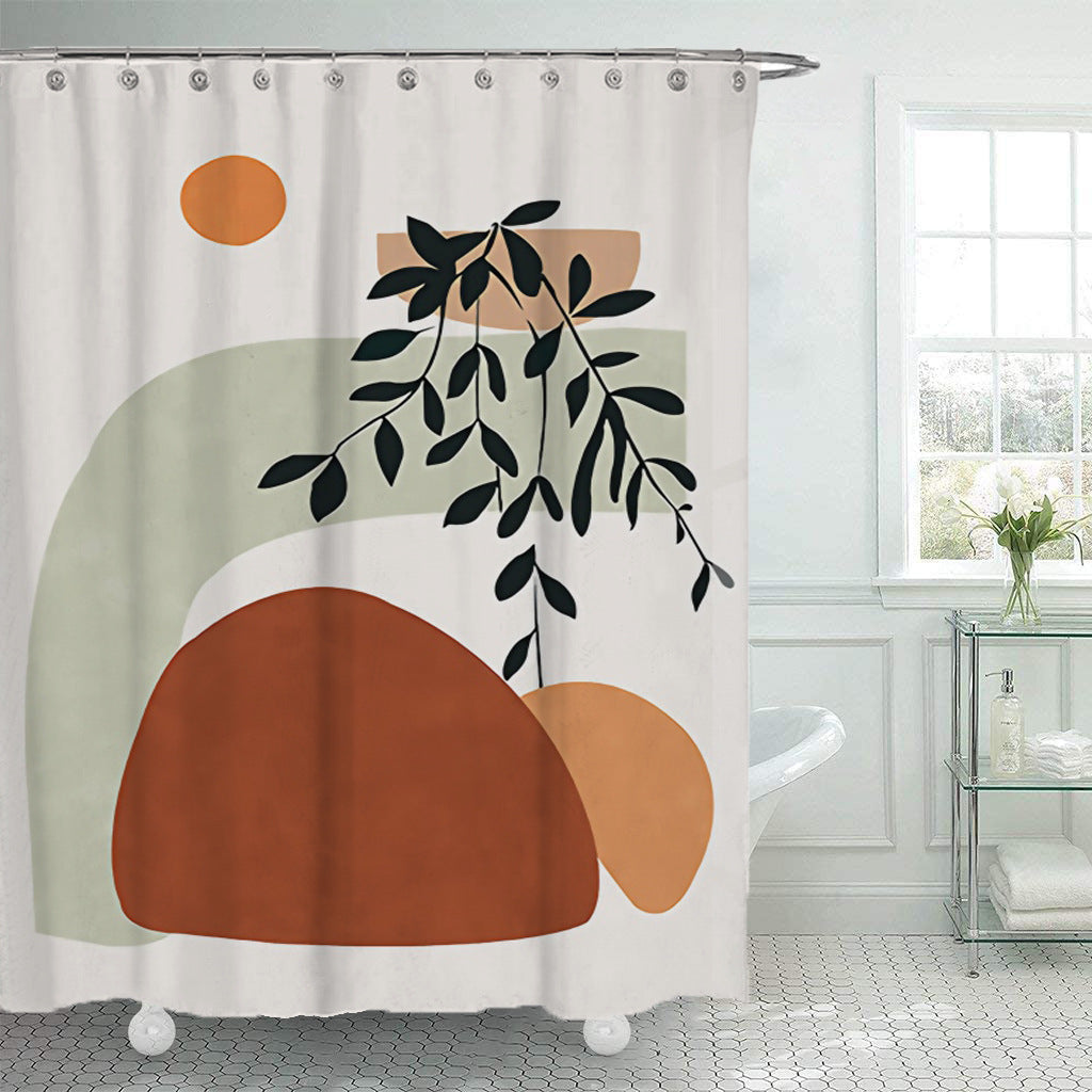 Simple Geometric Waterproof Polyester Shower Curtain – Bathroom Decor
