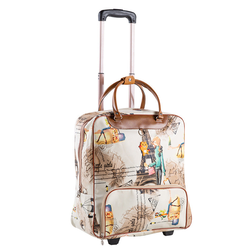 PU Leather Trolley Case Unisex Travel Luggage Striped