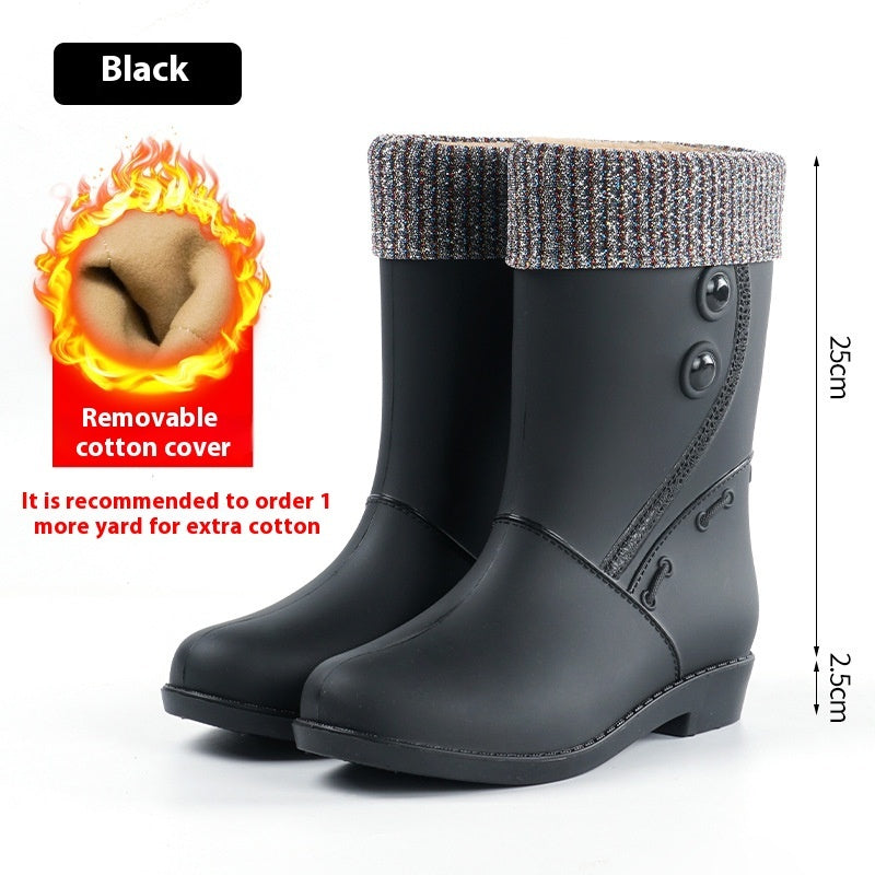 Women's Rain Boots Fleece-lined Fashion Mid-calf Waterproof