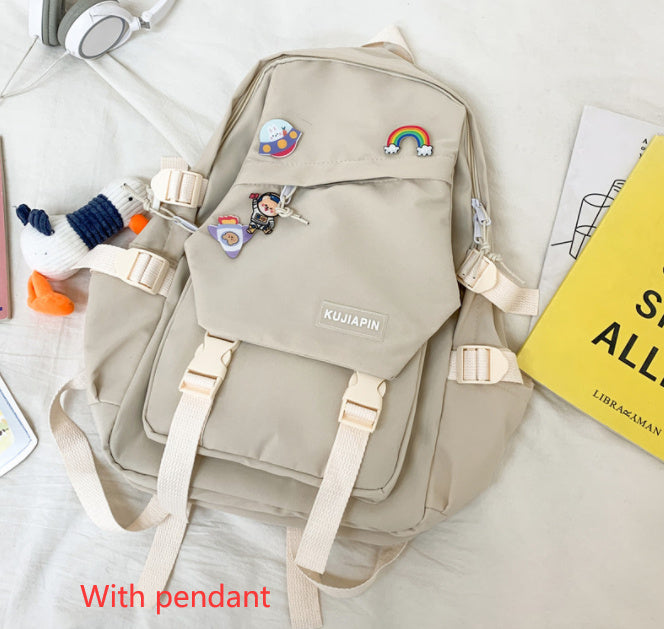 Women's Nylon Casual Campus Backpack Plain Shoulder Bag