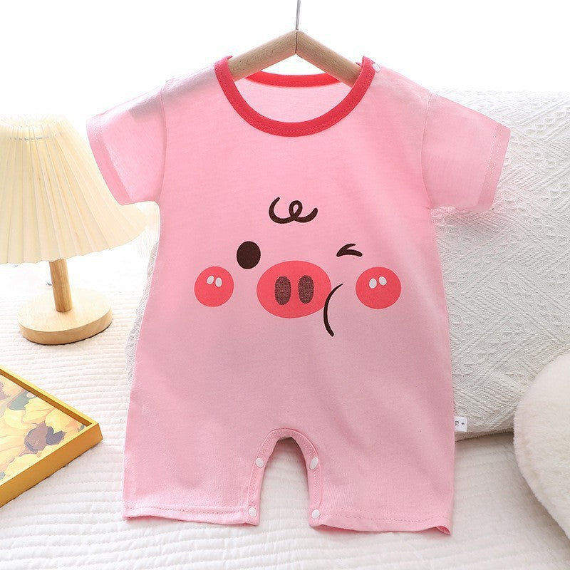 Cotton Summer New Korean Style Baby Boy Thin Women's Short-sleeved Children's Jumpsuit