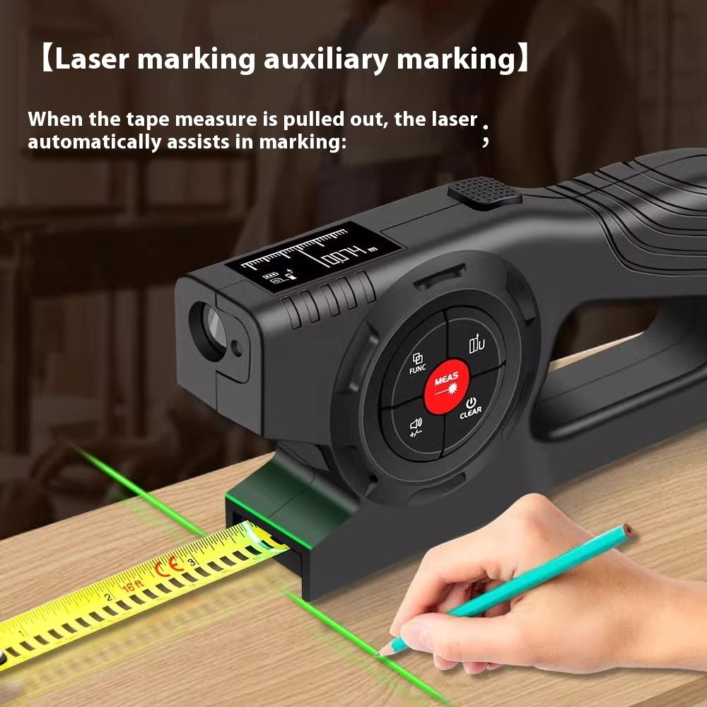 SKTM02 Laser Tape Measure – Digital Display Laser Range Finder, Three-in-One Intelligent Electronic Measuring Scale with Rechargeable Battery