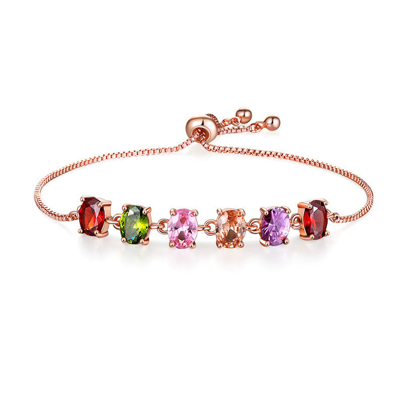 Women's Zircon Inlaid Copper Bracelet – Diamond Look Elegance