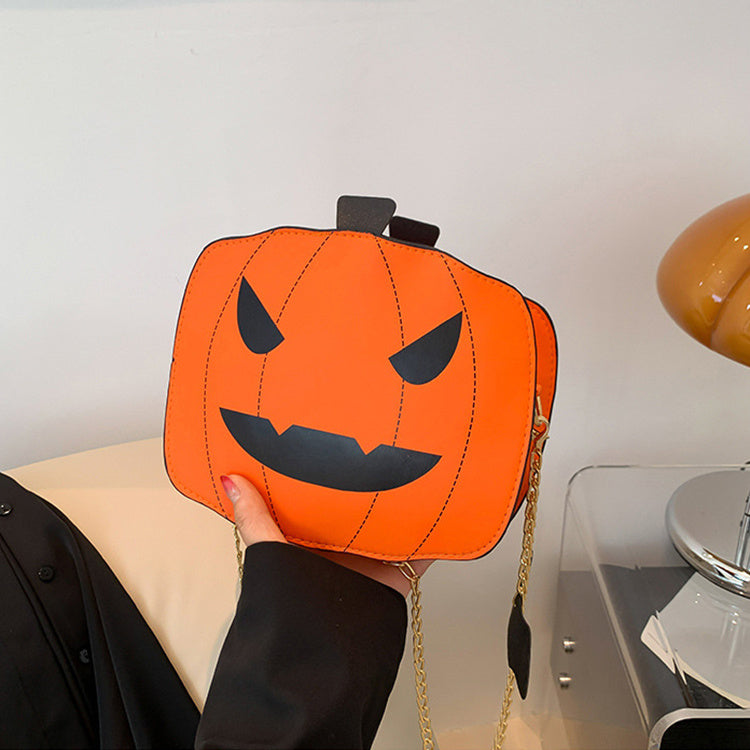 Halloween Pumpkin Shoulder Bag – Funny Cartoon Chain Crossbody Purse