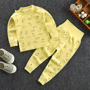 Kids High Waist Cotton Blend Pants Set Regular Fit Unisex