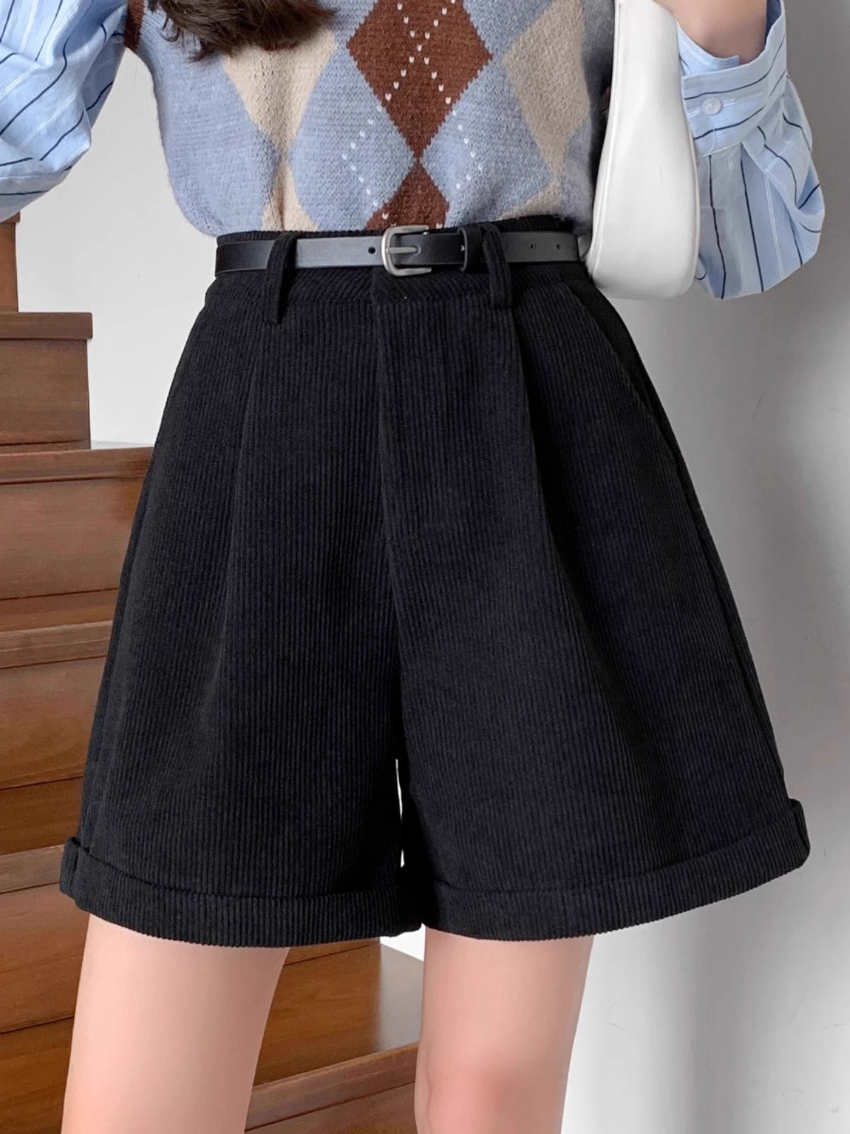 Women’s Brown Corduroy Shorts – Fashion High-Waist, Soft & Stylish