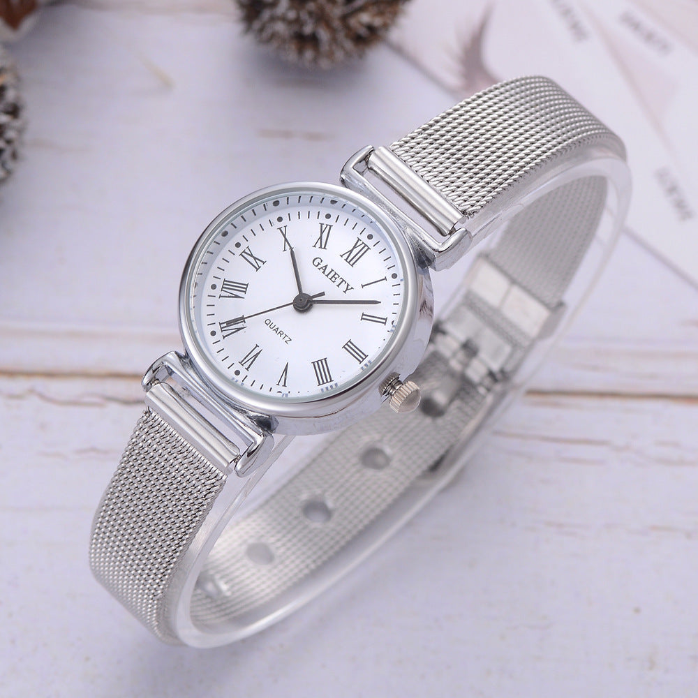 Elegant Roman Numeral Quartz Watch with Alloy Strap and Pin Buckle