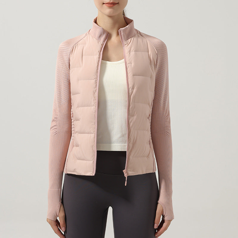Women’s Lightweight Down Sports Jacket – Thermal Slim Fit Training Coat