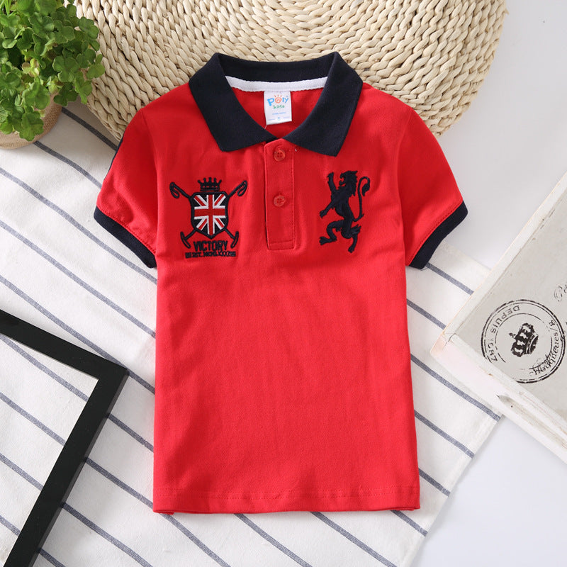 Boys Korean Short Sleeve Moisture Wicking Polo Shirt