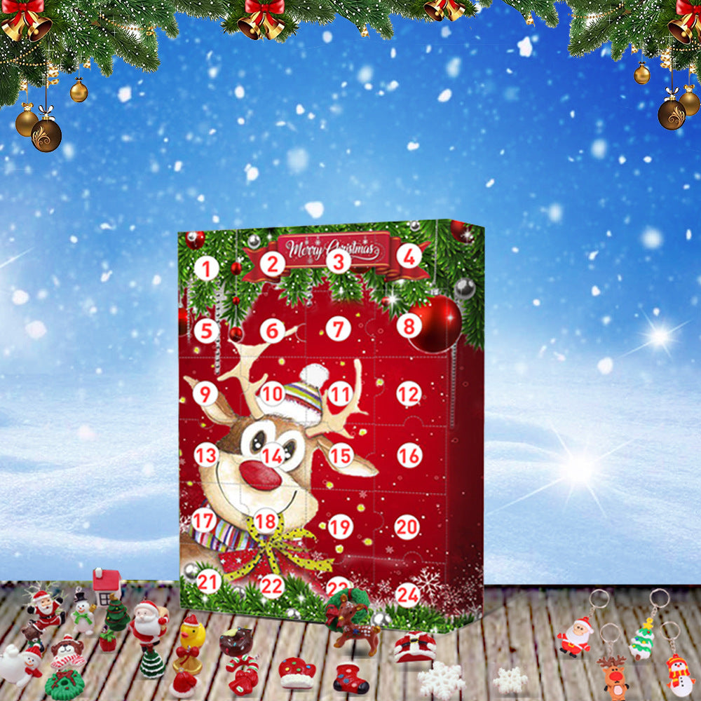 24 Days Christmas Advent Calendar with Resin Pendant Keychain Ornaments