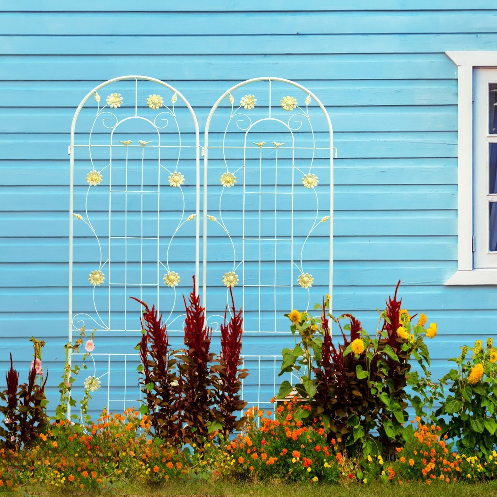 2 Pack Metal Garden Trellis 86.7 X 19.7 Rustproof For Climbing Plants Outdoor