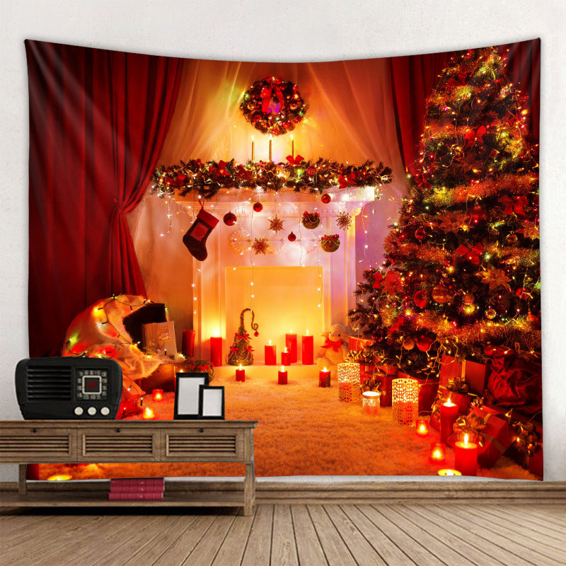 Christmas Tapestry Wall Cloth Fireplace Background Decoration