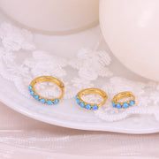 S925 Sterling Silver Round Opal Diamond Earrings